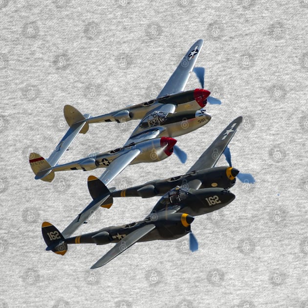 P-38s Formation No Background by acefox1